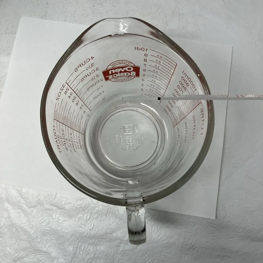 Anchor Hocking #499 Oven Basics 32 oz/4 Cups/1 Quart Measuring Cup Red Letters